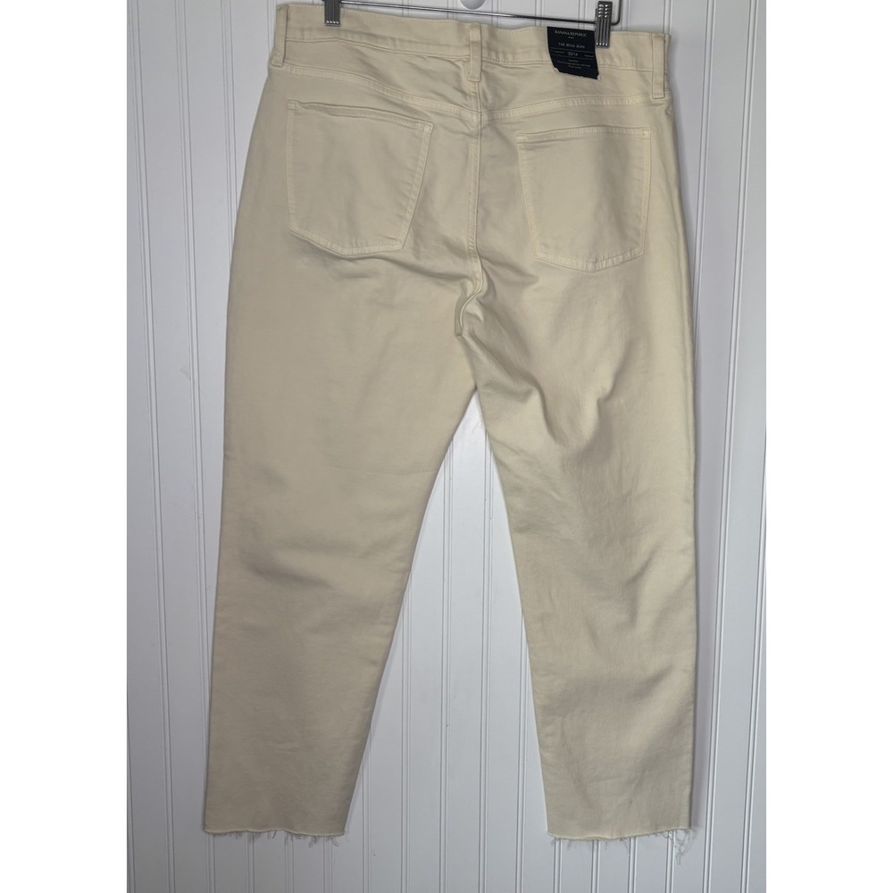 Banana Republic The Beau Jean Ankle 32/14 NWT Ecru Low Rise NEW Fray Raw Hem - Picture 2 of 16